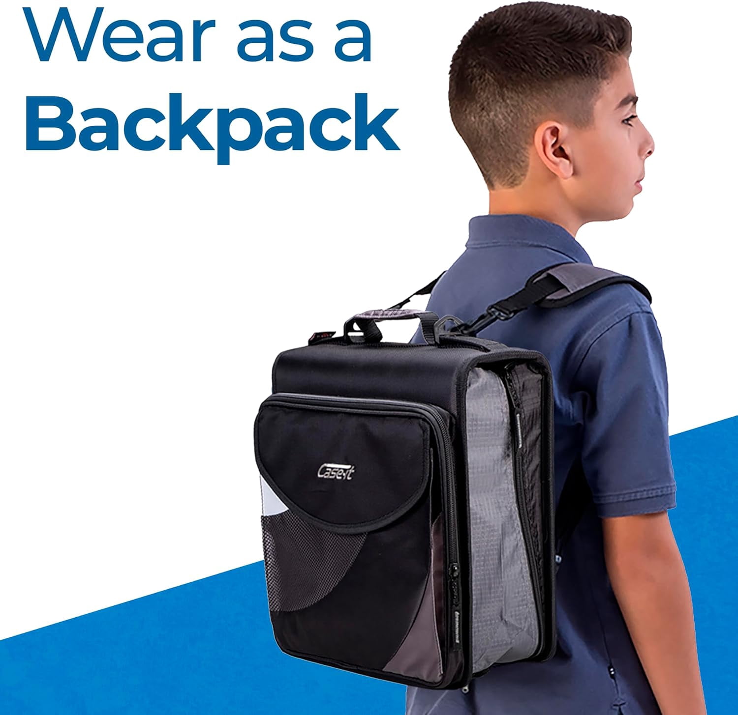 Case-it Universal Dual Binder Pack, 2 Set of 2” D-Ring Dual, W/Removable File Folder Hold Down Pages, Backpack Style Straps, Padded Laptop Pocket, Front Flap Pocket, Laptop Storage