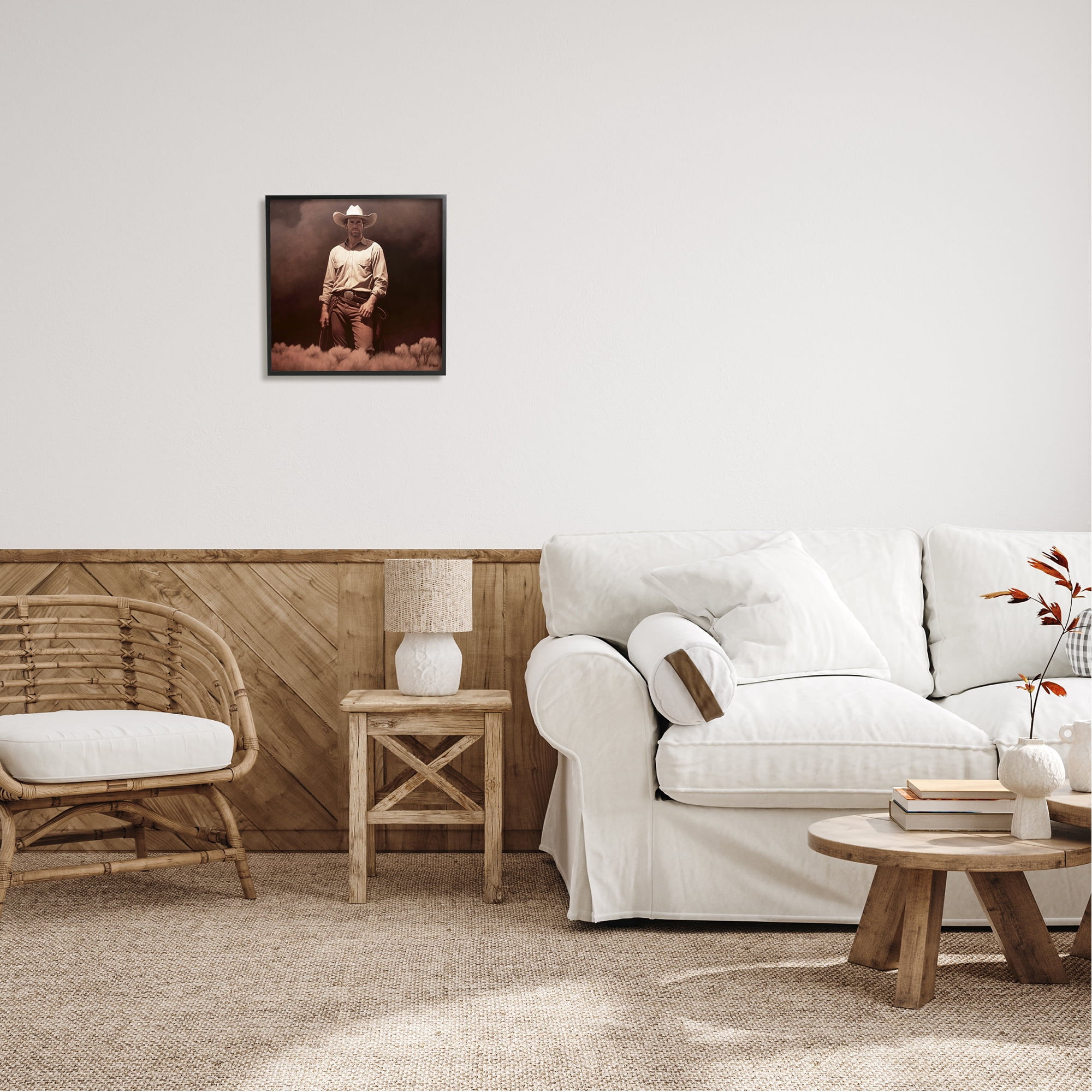 Stupell Industries Cowboy Standing in Nature Abstract Photography Black Framed Art Print Wall Art, 17 x 17