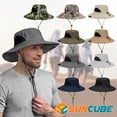 thumbnail image 7 of SUN CUBE Wide Brim Sun Hat for Men & Women, UPF 50+ UV Protection, Breathable Mesh Boonie Hat with Adjustable Chin Strap, Packable Fishing Hiking Safari Hat, Light Grey, 7 of 7