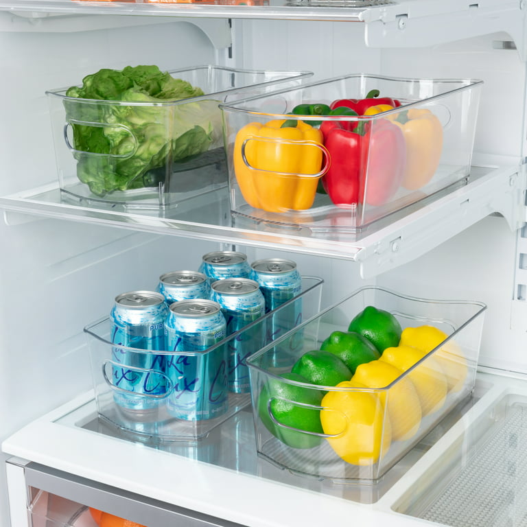 Smart Design 4-Pack Refrigerator Bin Set - 6 x 12 inch - Clear