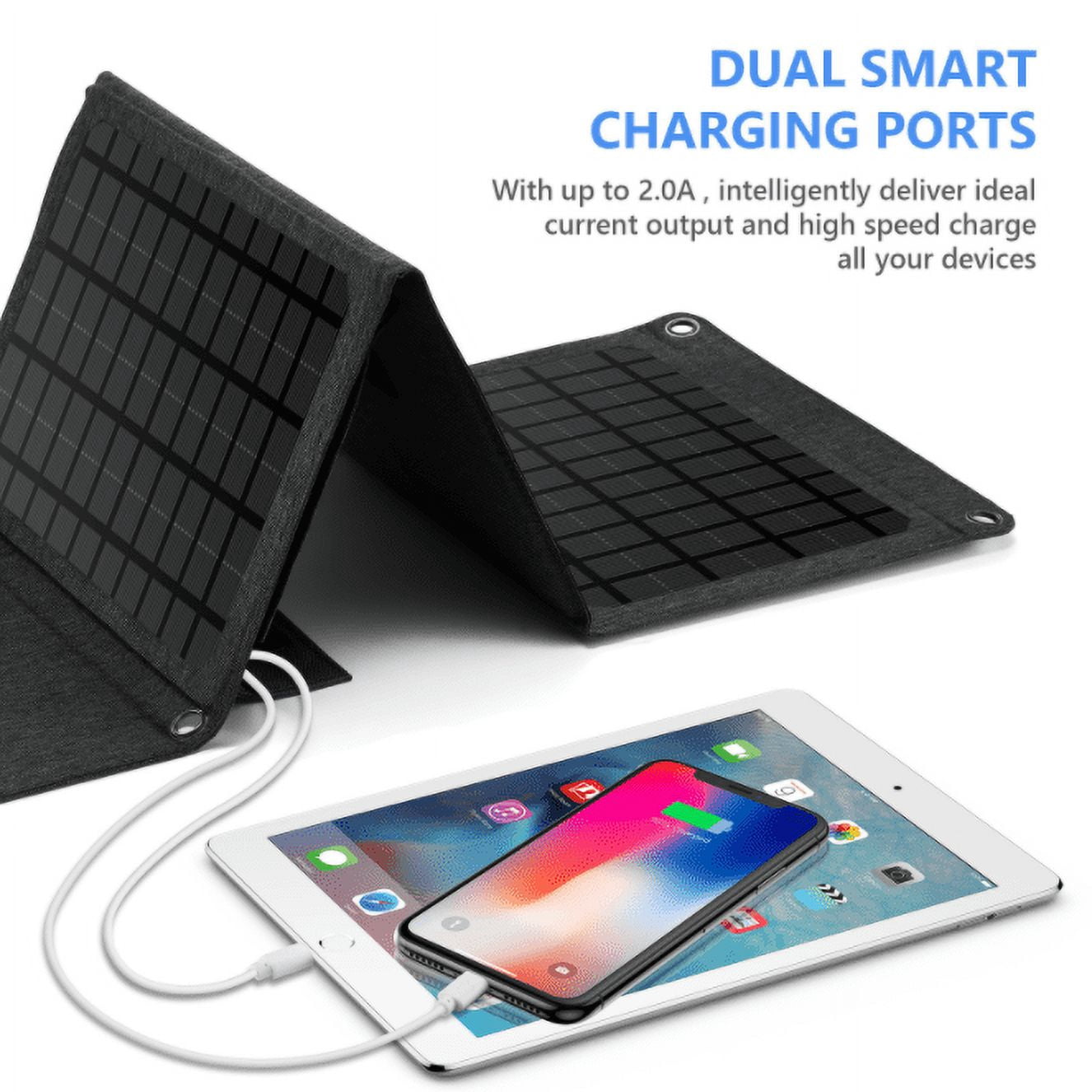 Foldable 24W Solar Panel Charger for Jackery Explorer/Flashfish/MARBERO/BALDR/Paxcess Portable Power Station Generator and USB Devices, QC3.0 USB Ports