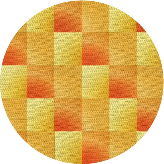 Ahgly Company Indoor Round Patterned Neon Orange Area Rugs, 5' Round
