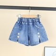 thumbnail image 2 of Zanarzt Shorts for Girls Little Girls Jeans Shorts Ripped Denim High Waist Bottom Trendy Cotton Summer Clothes for Kids Yellow,6-7 Years, 2 of 4