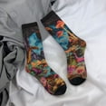 thumbnail image 5 of Disketp Galactic Jungle Dinosaurs Unisex Crew Socks Lightweight Breathable Ventilation Ankle Socks, Mid-calf socks for Daily, 5 of 6