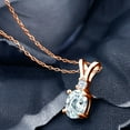 thumbnail image 2 of Gem Stone King 1.25 Ct Oval Sky Blue Aquamarine 18K Rose Gold Plated Silver Pendant with Chain, 2 of 4