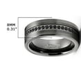 thumbnail image 3 of Metal Masters Mens Tungsten Wedding Band Eternity Ring Gunmetal Cubic Zirconia Comfort-Fit 8mm, 3 of 6