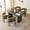 Black Table, variant on 71" Large Dining Table Set for 4, Rounded Corners Farmhouse Modern Rectangle Wood Kitchen Table with 4 Green Chenille Upholstered Armchairs for Living Room Apartment Waiting Room