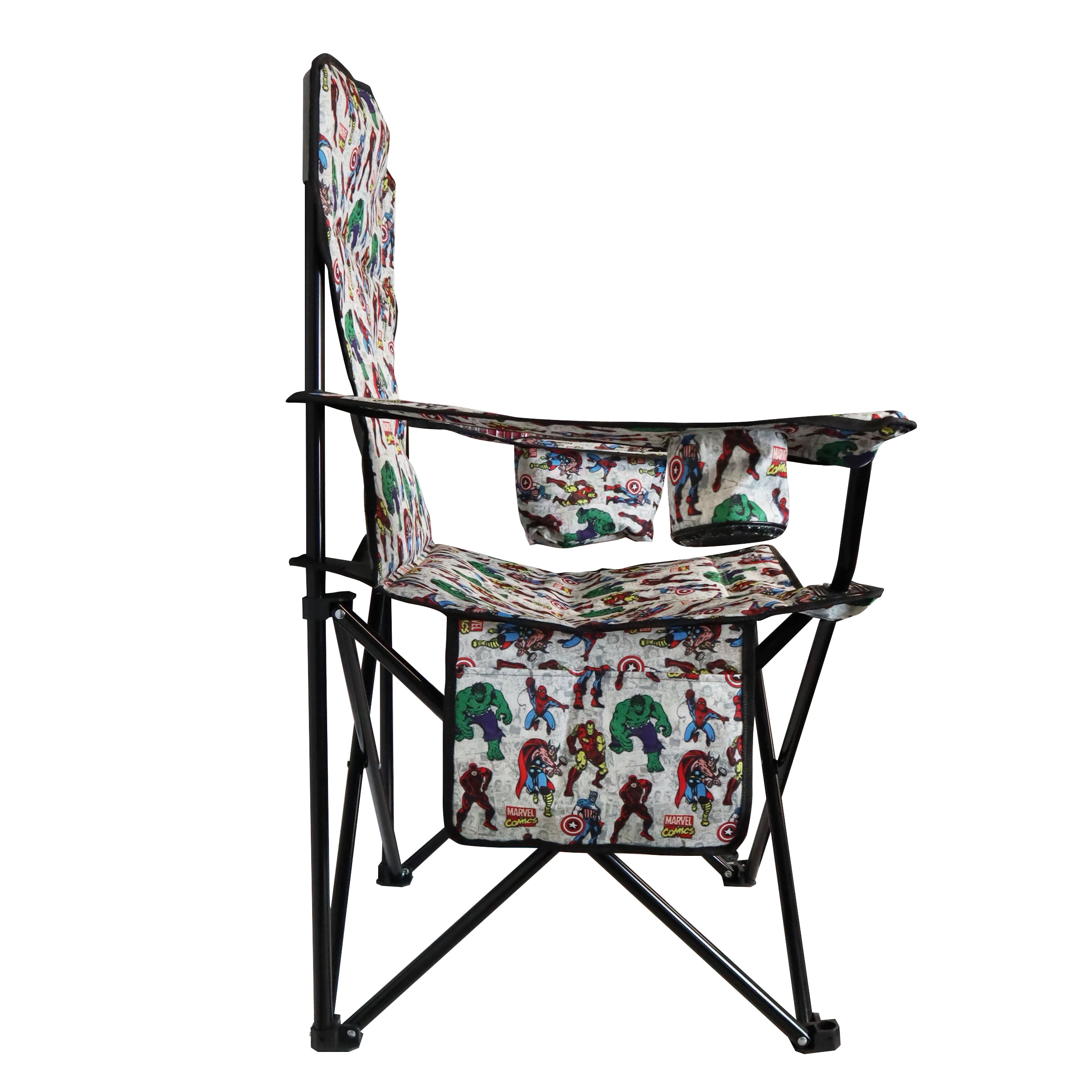 Danawares Chaise de camping pour adultes Avengers avec sac isotherme - Polyester avec poteaux en acier