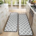 thumbnail image 4 of Kitchen Rugs Sets Of 2,Gray and White Geometric Lattice Pattern Anti Fatigue Kitchen Mat Rugs Non Slip Washable,Decorative Kitchen Floor Mats for Kitchen,Sink,Laundry,17"x47"+17"x47", 4 of 5