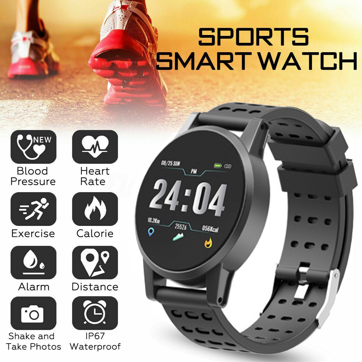 Sport Smart Watch IP67 Waterproof Bluetooth Call Reminder heart rate