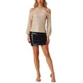 thumbnail image 2 of Tops de lentejuelas INSPIRE CHIC para mujeres, blusas de brillo con mangas largas y hombros al aire para fiestas, 2 of 6