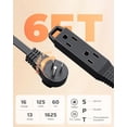 thumbnail image 3 of Cable de extensión DEWENWILS, enchufe plano de 6 pies, 3 salidas, 13 A/125 V/1625 W, 3 of 8