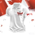 thumbnail image 2 of Telankuip Polo Shirts for Men Fashion Canadian Flag Pattern Lapel Button Short Sleeve Tops Casual Summer Beach Travel T Shirts Plus Size for Outdoor Activities and Daily Wear White XL, 2 of 3