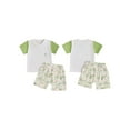 thumbnail image 2 of Baby Toddler Boy Shorts Set 6 12 18 24 Months 2T 3T 4T Short Sleeve T-shirts Tree Print Elastic Waist Shorts 2 Piece Summer Outfit, 2 of 9