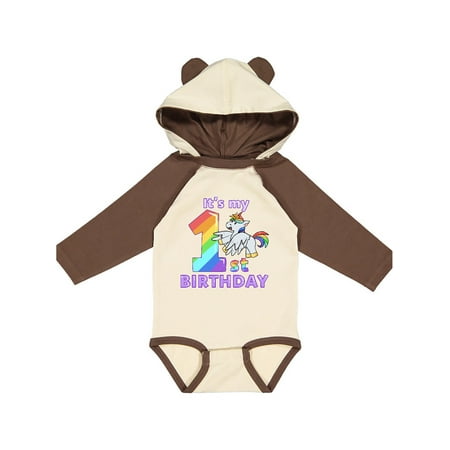 

Inktastic It s My 1st Birthday Unicorn Gift Baby Boy or Baby Girl Long Sleeve Bodysuit