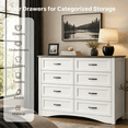 thumbnail image 4 of 8 Drawers Dresser, Gizoon Wooden Large Storage Cabinet with Metal Handle, White Dresser for Bedroom with Rustic Top, 4 of 9