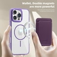 thumbnail image 4 of ELEHOLD Clear Magnetic Wallet Case For iPhone 13 , Mag Safe Compatible Transparent Hard PC + TPU Back Shockproof Protection Case Cover with Magnetic Card Holder ,Purple, 4 of 7