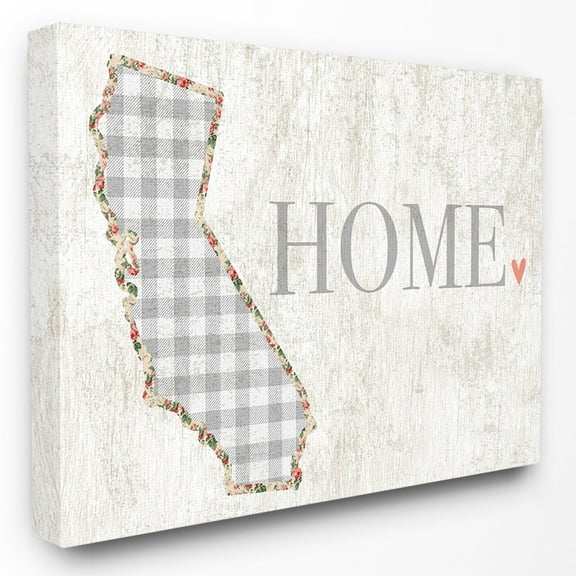 The Stupell Home Decor Collection Gingham California Heart and Home Wall Art