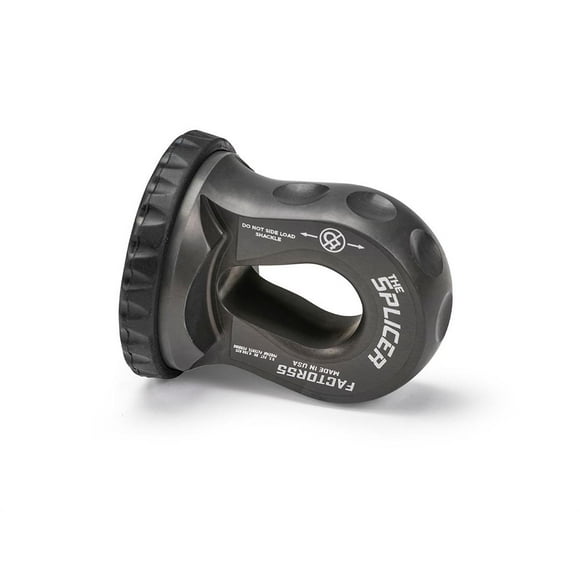 Factor 55 Winch Cable Shackle Mount 00352-06 The Splicer; Fits Up To 1 Inch Diameter Shackles; Fits 1/2 Inch Diameter Synthetic Winch Ropes; 16000 Pounds Capacity; Black; Single