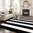 thumbnail image 3 of Geometric Pattern Washable Living Room Rugs 5'x8', Black Line Stripe Simple Style Low Pile Throw Large Area Rug Non-Slip Sturdy Edge Binding Carpet for Living Room Kitchen Office, 3 of 9