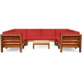 thumbnail image 1 of Noble House Oana Ensemble de Canapé Sectionnel en Forme de U 9 Pcs Coussin Teck/rouge, 1 of 23