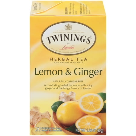 (4 Boxes) Twinings Of London Herbal Tea, Lemon & Ginger, Tea Bags, 20