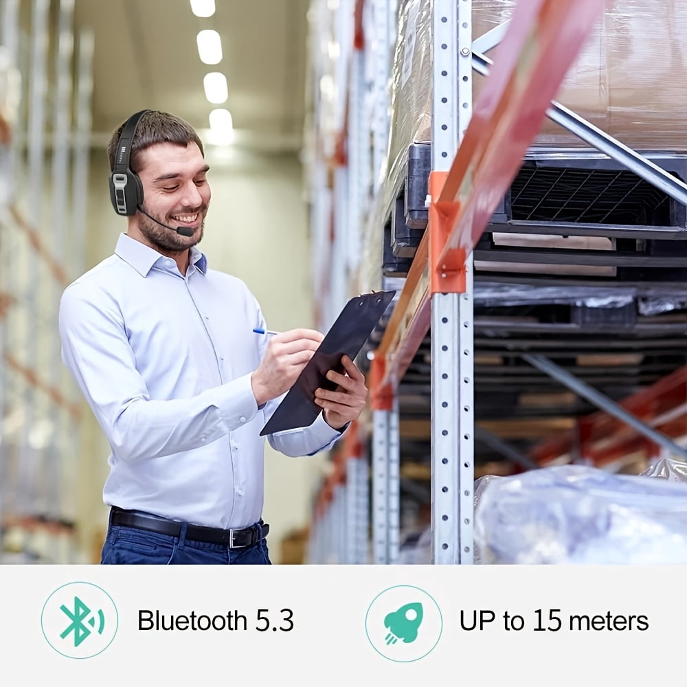 Wireless Trucker Headset with AI Noise Cancelling Microphone, Bluetooth Headset for Truck Drivers, Hands-Free Calling, Long Battery Life, Lightweight
