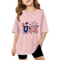 thumbnail image 3 of CCRFTGI 4th of July USA Tops for Kids Girls Size 8 Short Sleeve Funny USA Flag Summer Freedom T-Shirts Patriotic Girls Clothes Tshirts Pink 7-8 Years, 3 of 4