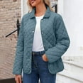 thumbnail image 5 of Kilaqueen Quilted Jackets for Women Lightweight Long Sleeve Button Down Diamond Puffer Jacket Oversized Casual Winter Coats with Pocket, 5 of 9