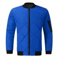thumbnail image 2 of Mikilon Men Solid Casual Stand-up Collar Zipper Diamond Stitched Pocket Jacket Coats, 2 of 4