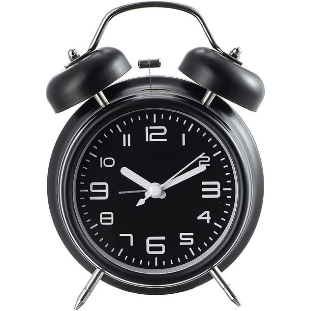 Reloj despertador ruidoso para adultos que duermen mucho, reloj despertador silencioso con doble campana para dormitorio (4 pulgadas, negro)