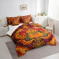 thumbnail image 3 of Homewish Vintage Tribal Damask Bedding Comforter Set 7pcs for Female, Hippie Flower Floral Queen Bedding Sets, Bohemian Mandala Print Reversible Queen Sheet Sets, Super Cozy Room Decor, 3 of 7