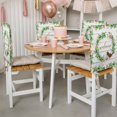 thumbnail image 4 of Spring Daisy Leaf Garland Dining Chair Back Cover Only, Bird Welcome White Wood Grain Set of 6 Chair Back Covers, Removable Washable for Dining Room, Banquet & Holiday Decoration, 4 of 9