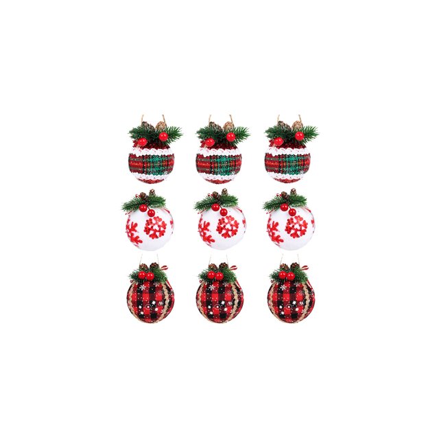 Decoraciones de Árbol de Navidad Bolsa de Paño de Navidad Red Grid 8cm Decoraciones Colgantes de Árbol de Navidad Decoración de Espuma de Navidad Decoraciones Colgantes. Árbol de Navidad Blanco