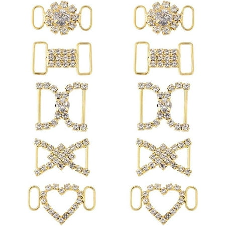 

10Pcs 5 Styles Golden Shoelaces Charms with Crystal Rhinestones Brass Sneaker Charms for Sneakers Metal Decorative Shoe Buckles for Women Casual Shoes Accessories