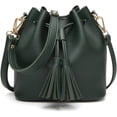 thumbnail image 1 of LHSHIDU Womens Mini Bucket Bag Leather Drawstring Handbag Tassel Shoulder Purse Retro Crossbody Wallet with Adjustable Straps, 1 of 7