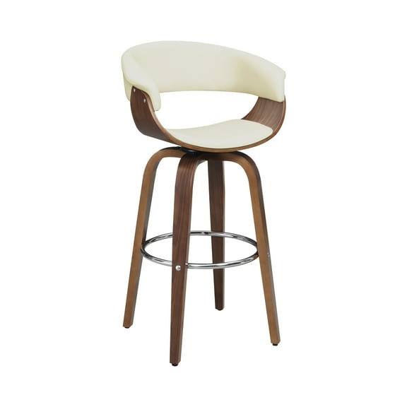 Upholstered Swivel Bar Stool Walnut and Ecru