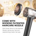 thumbnail image 3 of Wizwise - Secador de pelo iónico con boquilla de suavizado, 1500 W, 110.000 RPM, 4 temperaturas, 2 velocidades, 2 accesorios para rizos, gris, 3 of 5