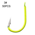 thumbnail image 1 of 50PCS Durable Sharp Fluorescent Sea Fishing High-carbon Steel Fishhooks Fighting Hook Fish Gear 3#, 1 of 1