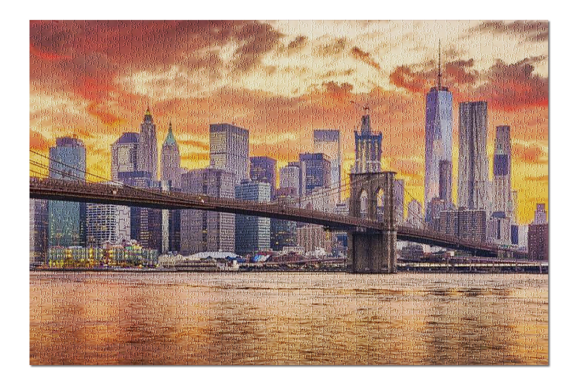 New York City Sunset Skyline 9017818 20x30 Premium 1000 Piece Jigsaw Puzzle Made In Usa Walmart Com
