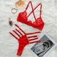 thumbnail image 5 of Conjunto de encaje de lencería de 2 piezas Conjuntos de sujetador y bragas Ropa de dormir de tirantes Conjunto de ropa de dormir de encaje Rojo Rojo M, 5 of 8