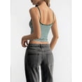 thumbnail image 4 of Women Y2K Stripe Print Camisole Spaghetti Strap Scoop Neck Tank Tops Aesthetic Sleeveless Crop Top Green & White L, 4 of 7