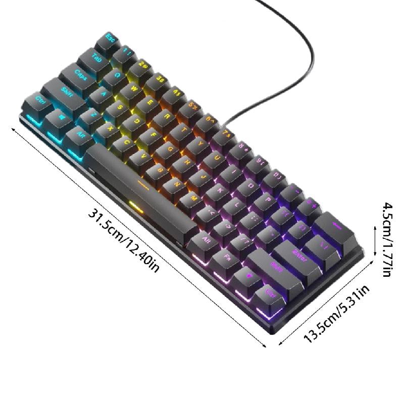 61 Key LED Backlit Cord Gaming Keyboard Ergonomic Waterproof Mechanical