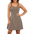 thumbnail image 2 of IWRICH Women's Athletic Dress with Built-In Shorts Workout Tennis Golf Active Wear U Neck A-Line Dresses Khaki M, 2 of 7