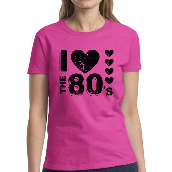 I Love the 80's Vintage Black Shirt for Women - S M L XL 2XL 3XL Retro Costume 80s Graphic Tee - T-Shirt 80s Party Tee Gift