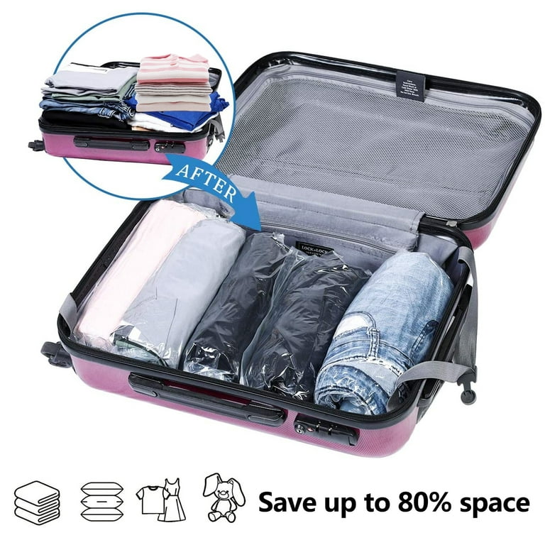 Skycase Travel Space Saver Bags, 4 Pack Roll Up Reusable Travel Space Saver Vacuum Storage Bags, Waterproof Compression Bags for Travel/Home Storage