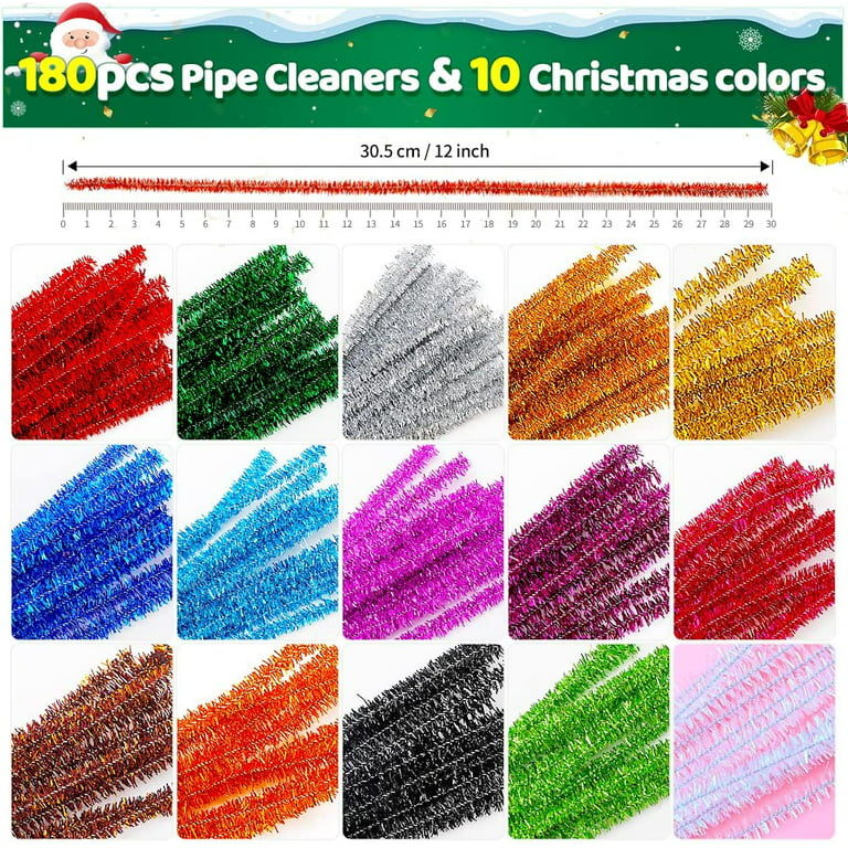 TOCOLES 200psc in 15 Glitter Colors, Pipe Cleaners,Glitter Pipe Cleaners, Chenille Stems, Pipe Cleaners for Crafts, Pipe Cleaner Crafts, Art and Craft