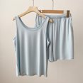 thumbnail image 2 of Timegard 2 Piece Pjs Sets for Women Scoop Neck Tank Top Loose Shorts Soft Solid Color Casual Outfits, 2 of 4