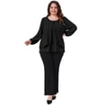 thumbnail image 3 of DARING DIVA Women's Plus Long Sleeve Blouse Dressy Work Shirts 4X Black, 3 of 6