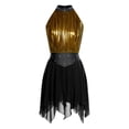 thumbnail image 4 of iiniim Women's Color Block Lyrical Dance Dress Sleeveless Ruched Figure Skating Modern Dancewear Black XXL, 4 of 7